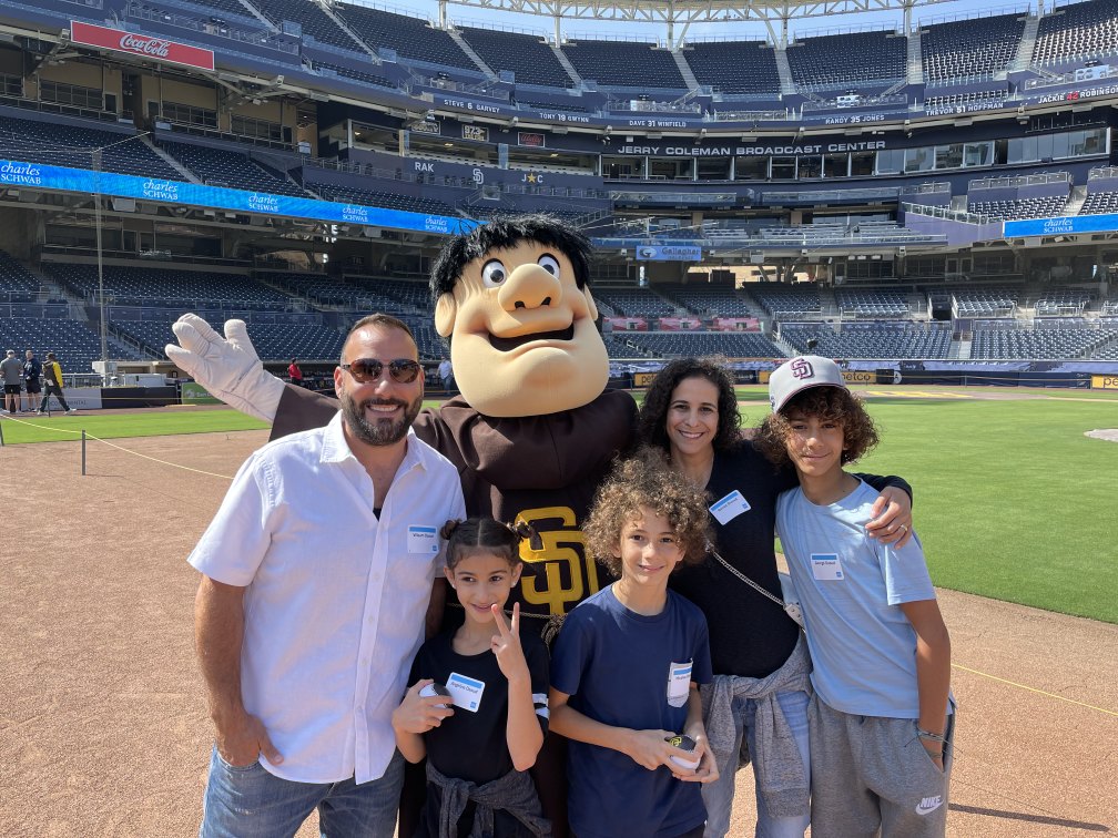 Sam Daoud with his family at Petco Park in San Diego